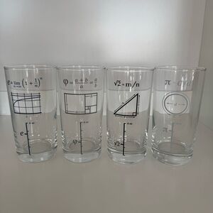 2 Sets of Four Math-Themed Glasses